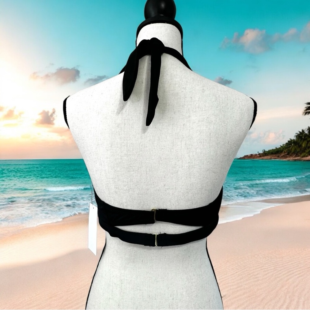 SALE! 🖤Tie-neck Halter Bikini Top NWT - Picture 3 of 7